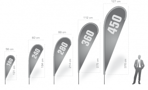 Größe Mensch Beachflag Tropfen Vergleich